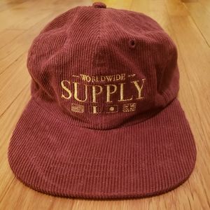 🌍 Cotton On Red Corduroy Strapback Hat